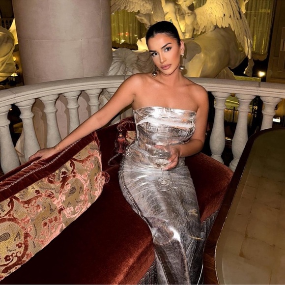 Zara FITTED METALLIC DRESS - Picture 4 of 8